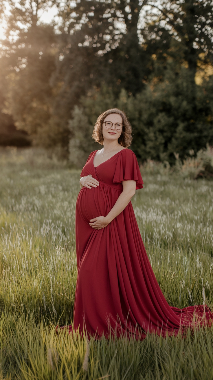 Red Maternity Dress: Comfort Meets Style for Moms-to-Be outfit idea