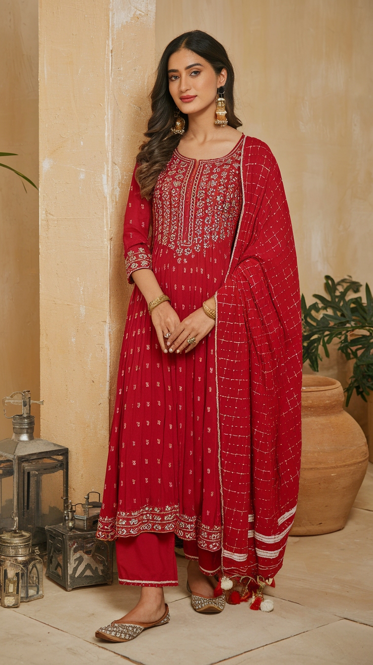 Gorgeous Red Punjabi Suit Party Wear Ideas outfit idea