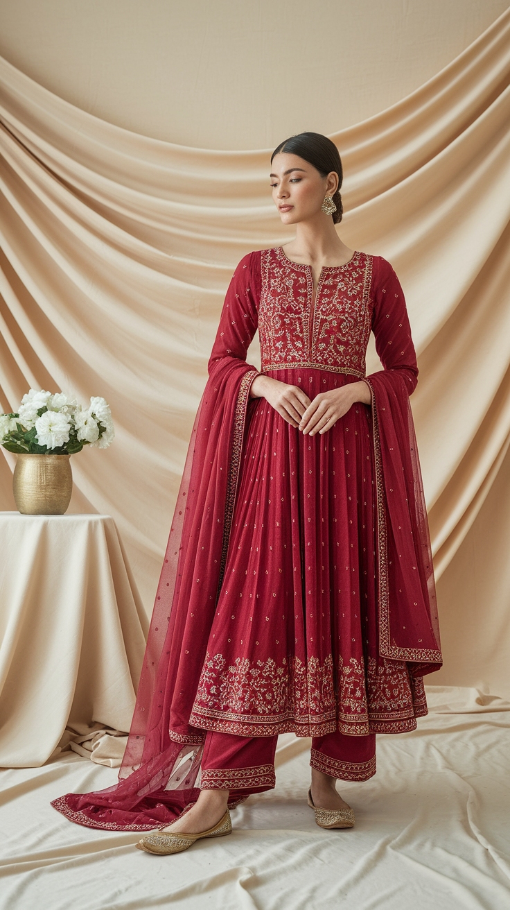 Traditional Red Punjabi Suit Patiala Styles to Try outfit idea