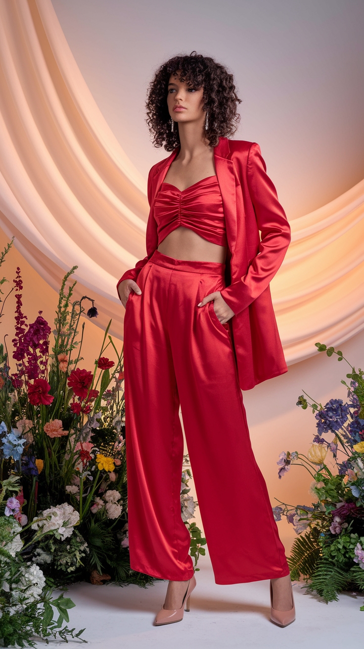 Elevate Your Look with a Red Silk Outfit outfit idea