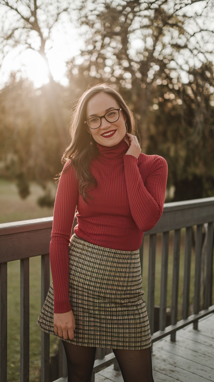 Chic Red Sleeveless Turtleneck Outfit Inspirations outfit idea