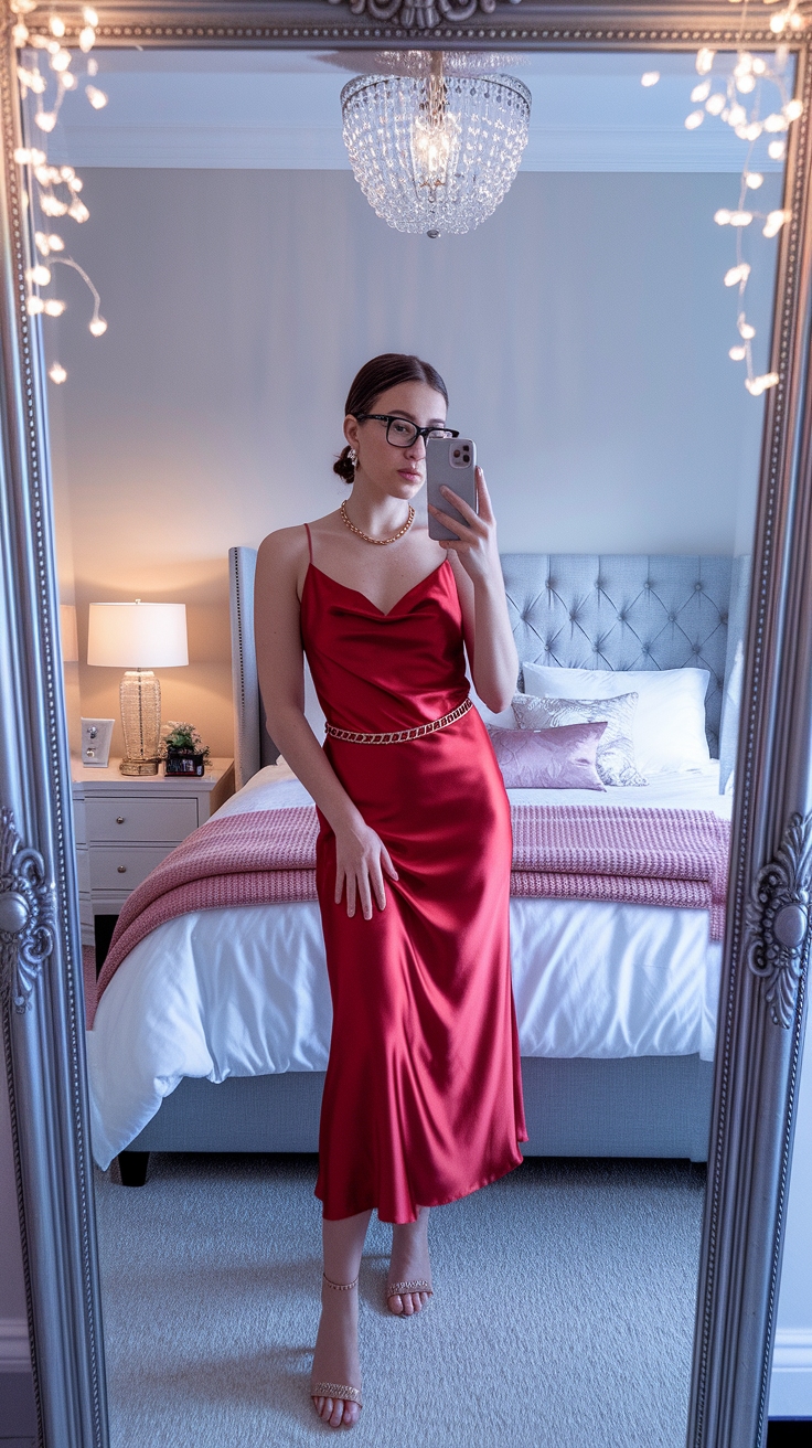 Satin Red Dress Outfit: Elegance Meets Comfort outfit idea