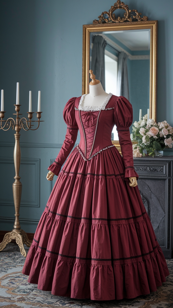 Embrace the Victorian Red Dress for Timeless Elegance outfit idea