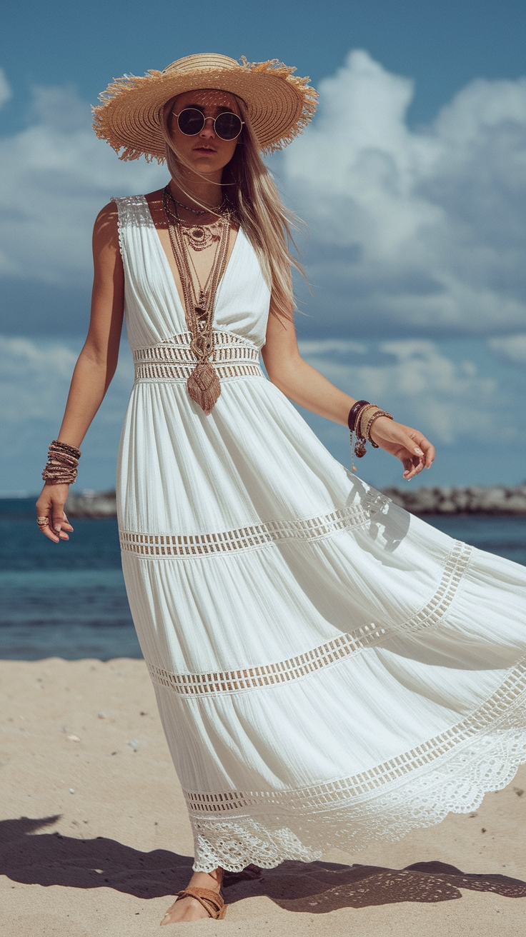 Chic White Maxi Dress Boho for Every Occasion outfit idea