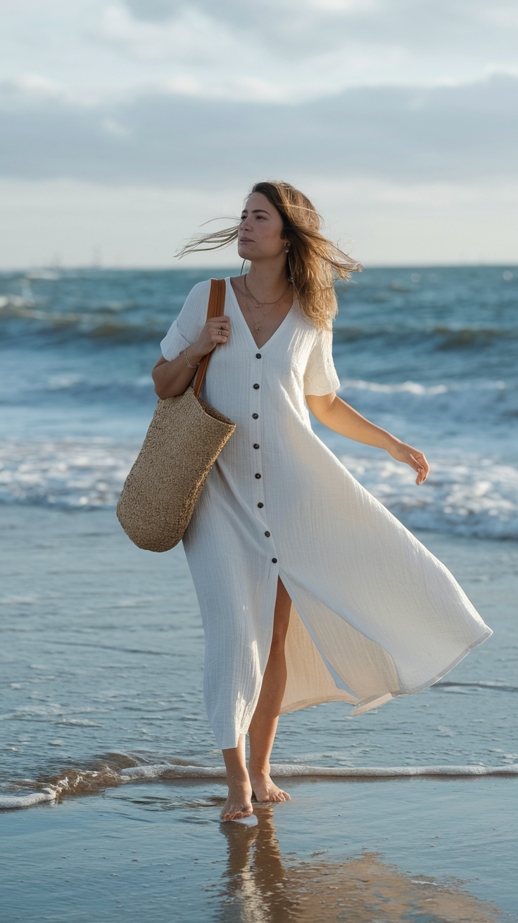 Effortless White Maxi Dresses Casual for Warm Days outfit idea