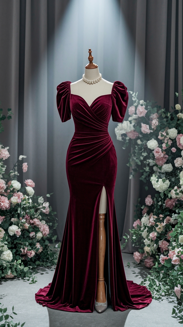 Elegant Wine Red Formal Dress for Special Events outfit idea