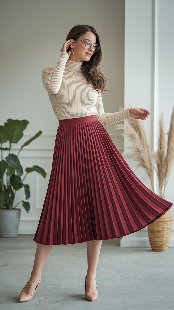 Versatile Wine Red Skirt for Every Style outfit idea