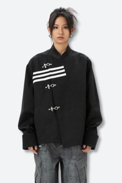 Style Core Aesthetics, New Style Trends - Asymmetric Frog Button Jacket