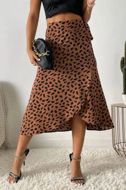 Style Core Aesthetics, New Style Trends - Asymmetric Tie Side Wrap Midi Skirt