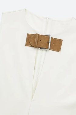 Style Core Aesthetics, New Style Trends - Belted Plunge Neck Mini Dress