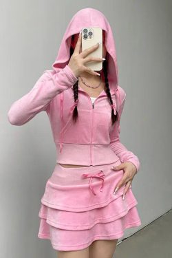 Style Core Aesthetics, New Style Trends - Pink Aesthetic Skirt & Hoodie Two Piece Set
