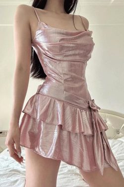 Style Core Aesthetics, New Style Trends - Soft Girl Metallic Mini Dress