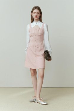 Style Core Aesthetics, New Style Trends - Soft Girl Mini Dress With Shirt Sleeve